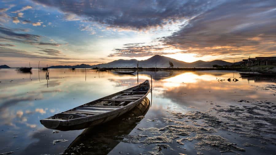 Sunrise on Tam Giang lagoon