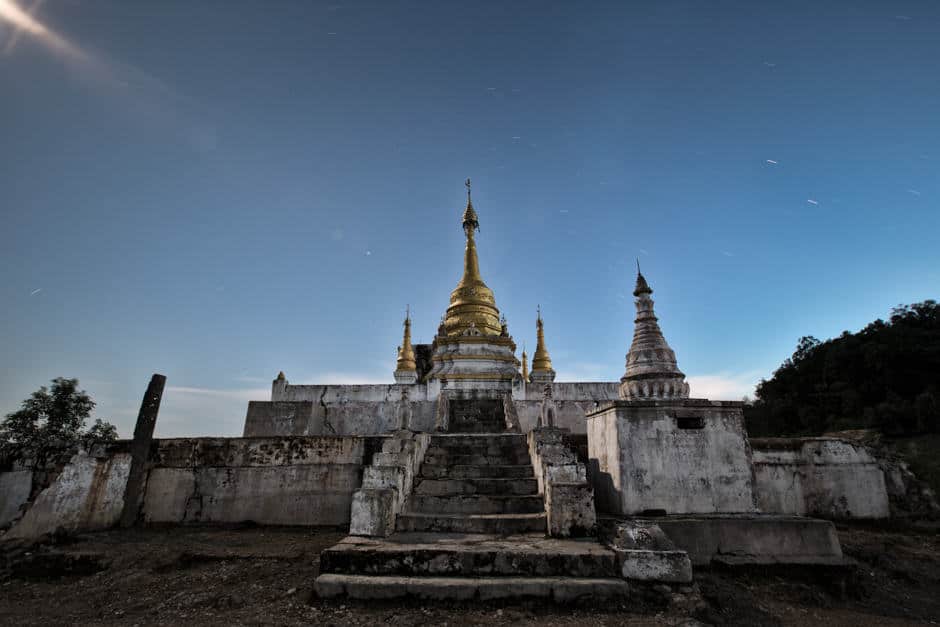 Monastery in Myanmar at night