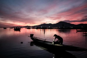 Sunrise on Tam Giang lagoon