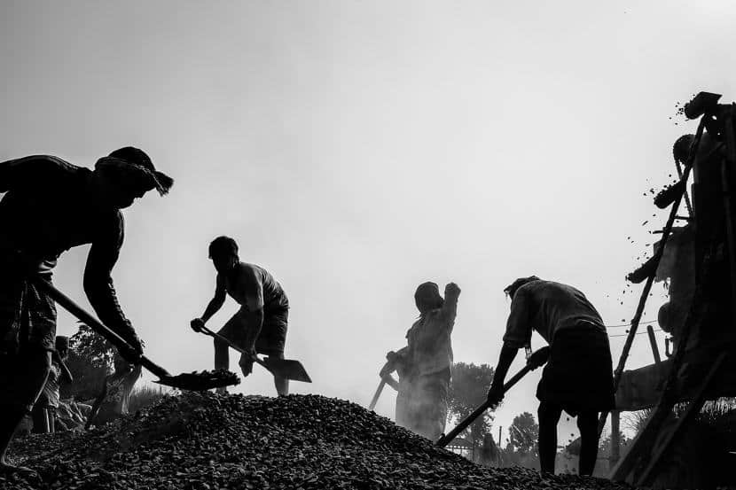 Men working on the road in Bangladesh