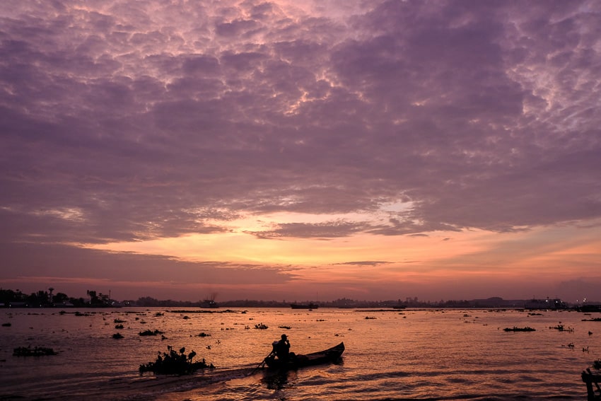 a boat on the Mekong River in Long Xuyen in South Vietnam 