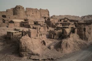 the old houses and the fort of the ancient city of Keshit in Iran