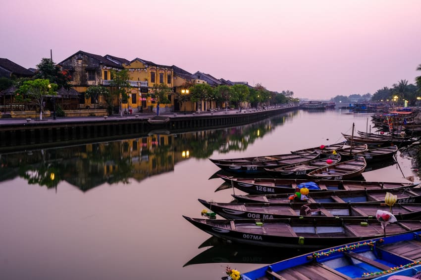 a landscape photo of hoi an and the river at sunrise with Pics of Asia