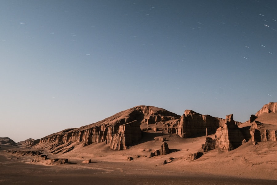 The lut desert of Shahdad in Iran at night