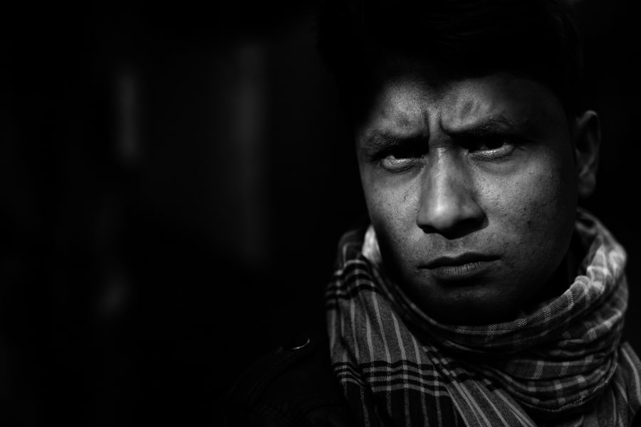 close up portrait of a man in Rashjahi market in Bangladesh