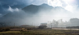 A panorama landscape photo of the mountains around Sapa in 2022